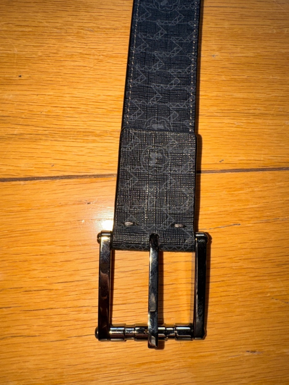 Black Men's Signature Pattern Leather Belt